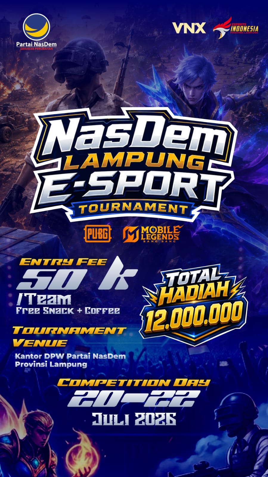 Nasdem Lampung Gelar Turnamen E-Sport, Siapkan Total Hadiah Rp12 Juta