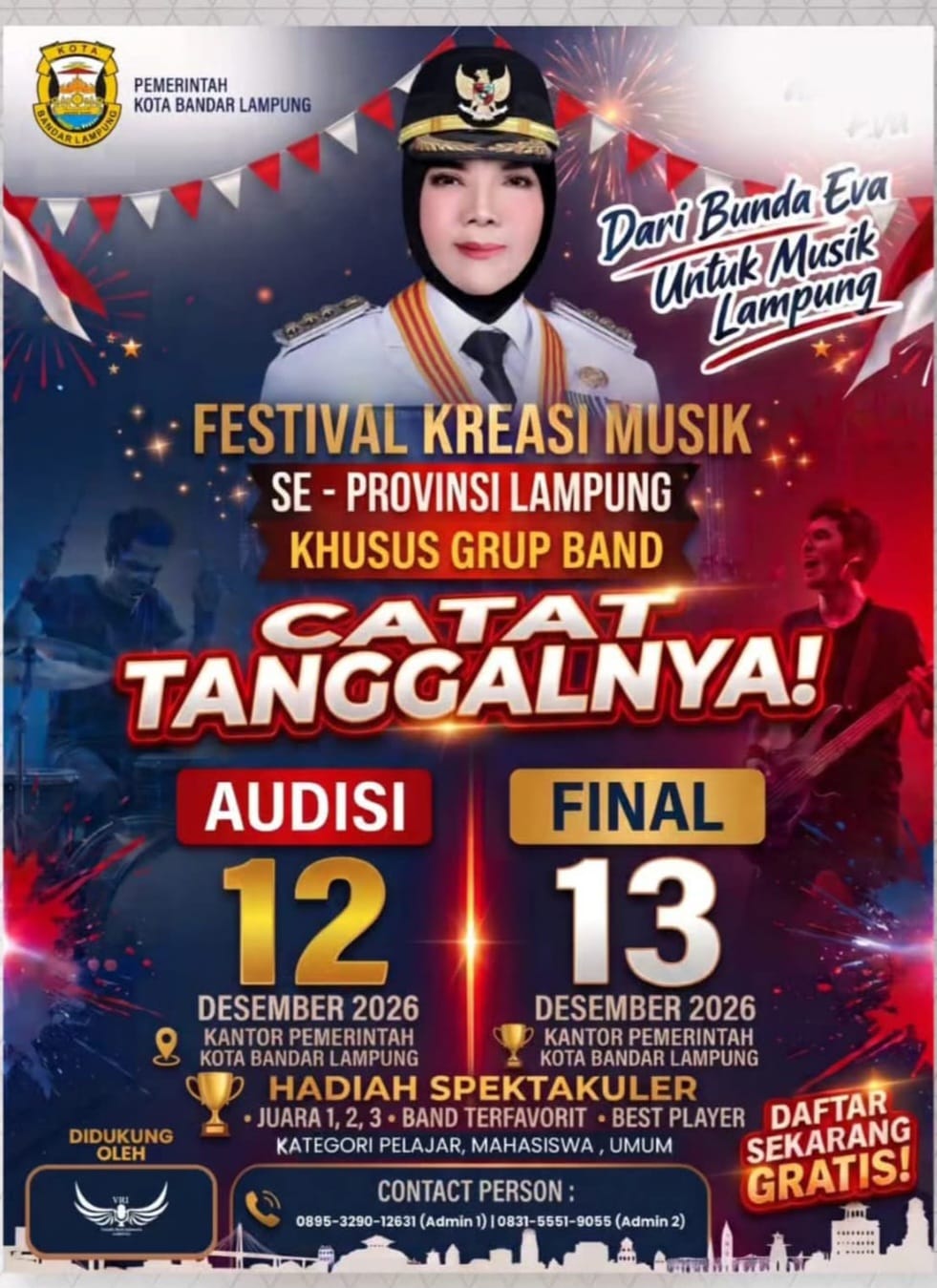Pemkot Bandarlampung Buka Kompetisi Band Gratis untuk Pelajar, Mahasiswa, dan Umum